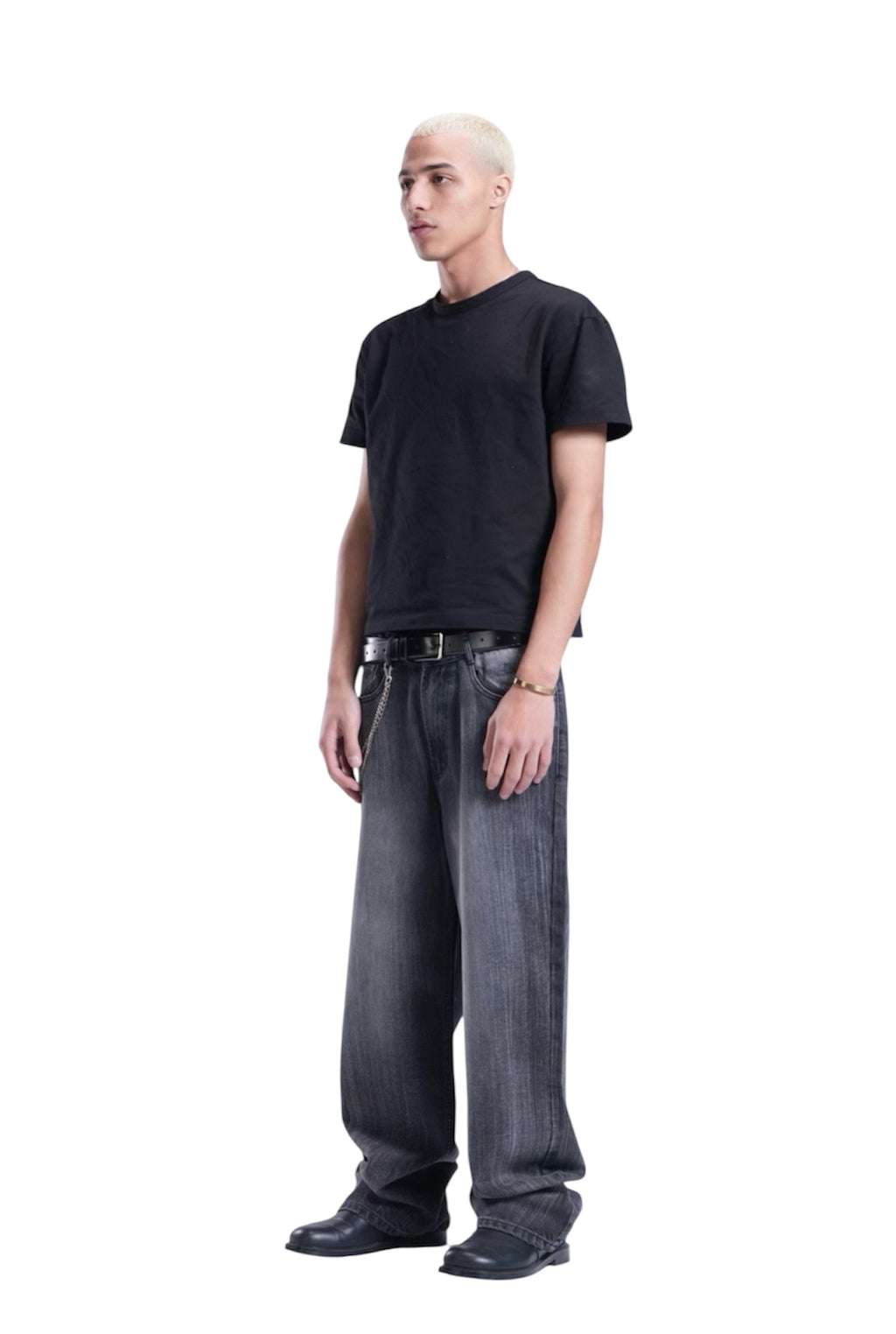 BLACK WITH GREY BAGGY DENIM UNISEX