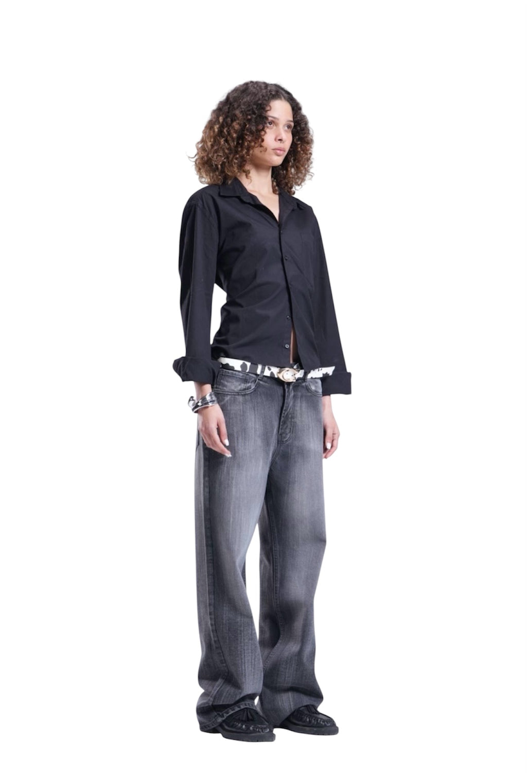 BLACK WITH GREY BAGGY DENIM UNISEX