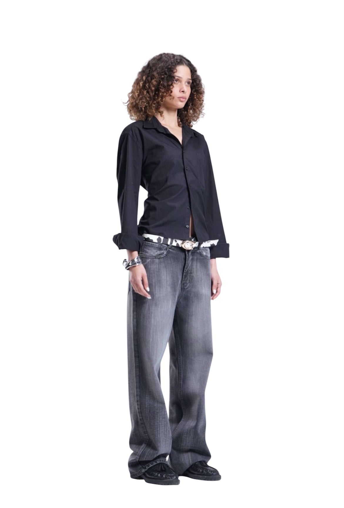 BLACK WITH GREY BAGGY DENIM UNISEX