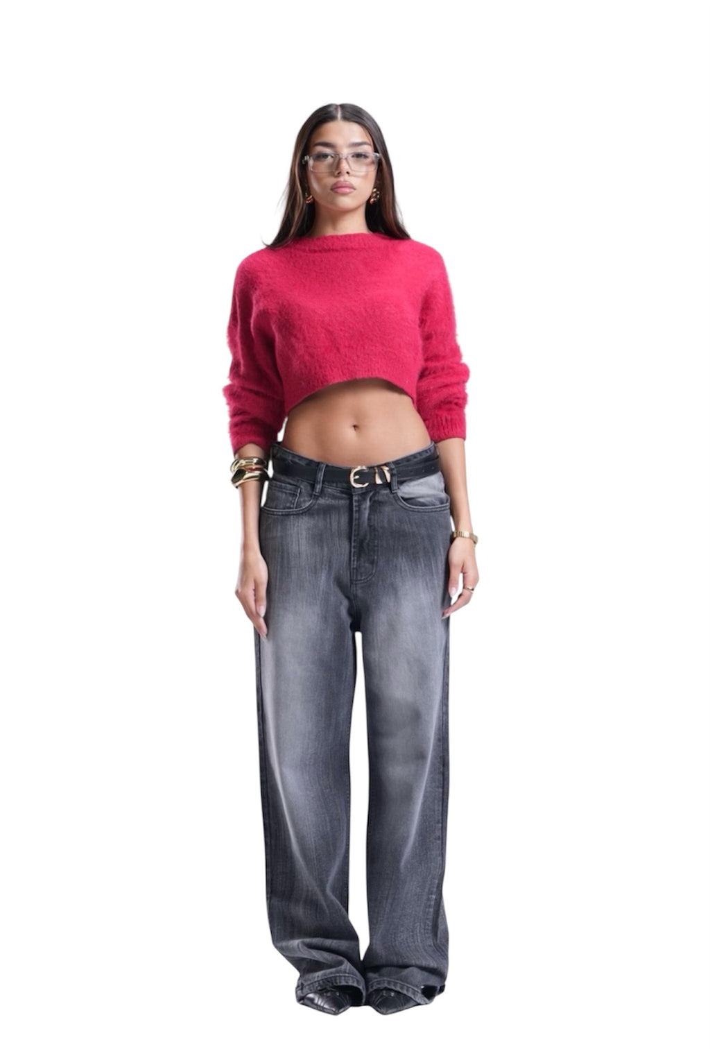 BLACK WITH GREY BAGGY DENIM UNISEX