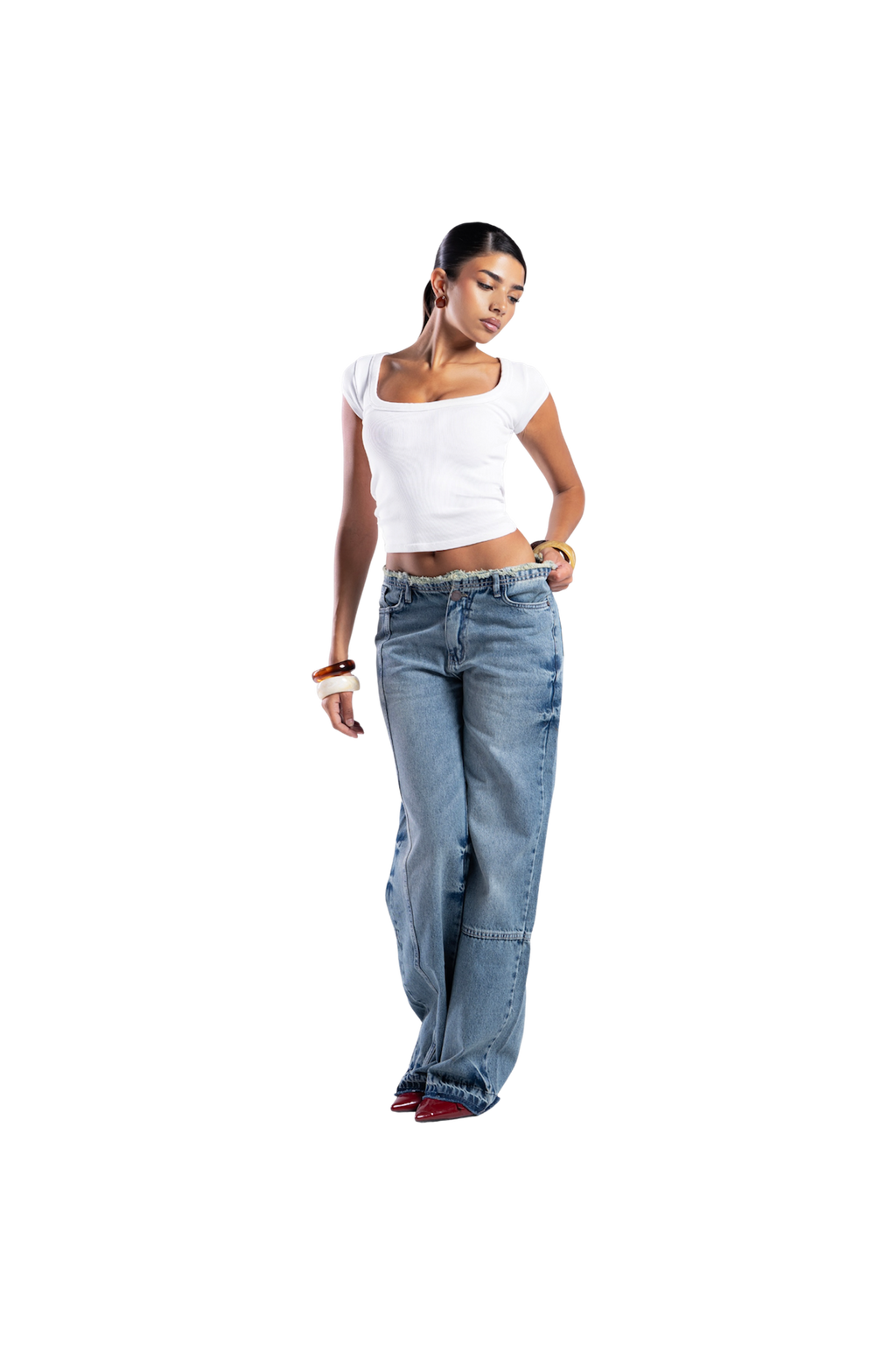 NO WAIST BAGGY DENIM