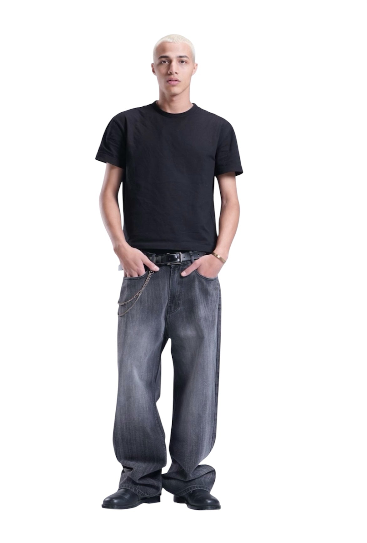 BLACK WITH GREY BAGGY DENIM UNISEX