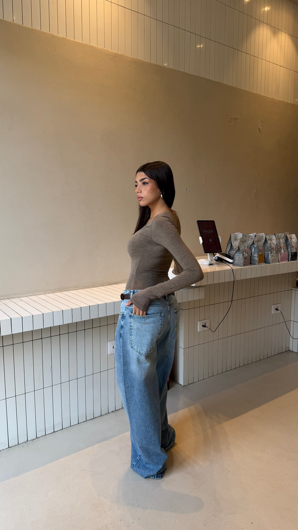 BLUE LOW WAIST BAGGY DENIM