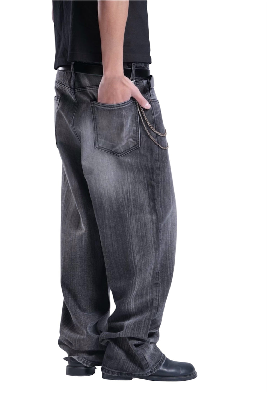 BLACK WITH GREY BAGGY DENIM UNISEX