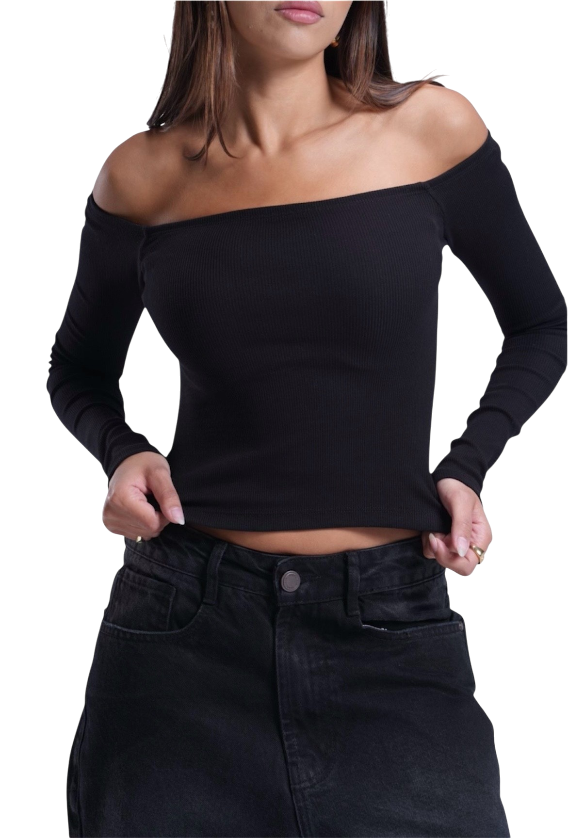 BLACK OFF SHOULDER TOP