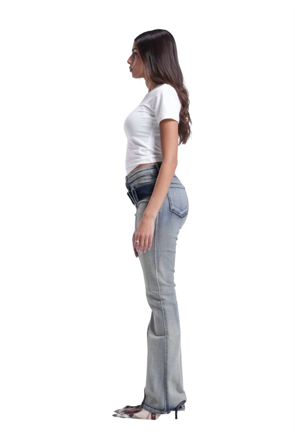 BOOTCUT BLUE WITH WITHE