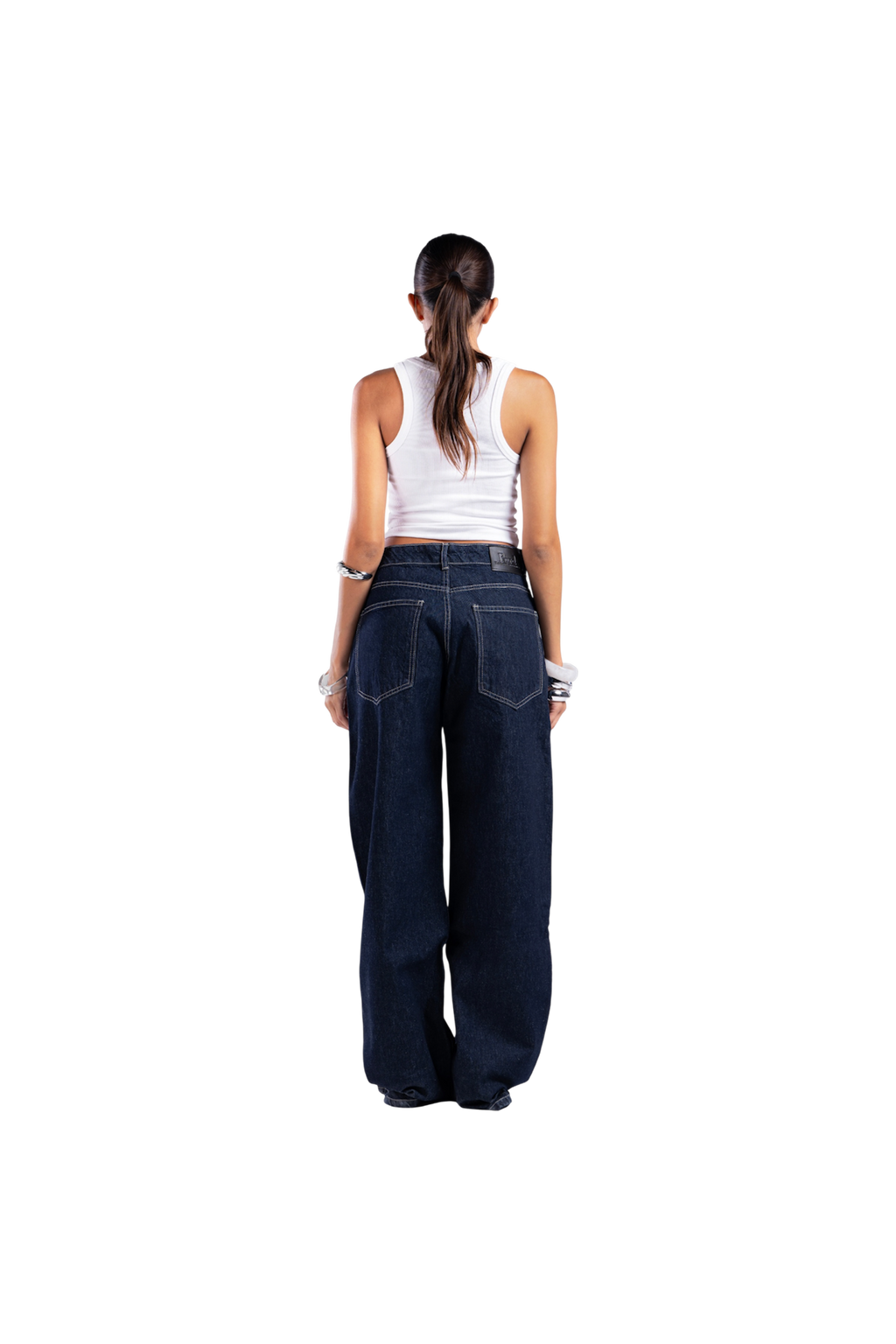 NAVY LOW WAIST BAGGY DENIM