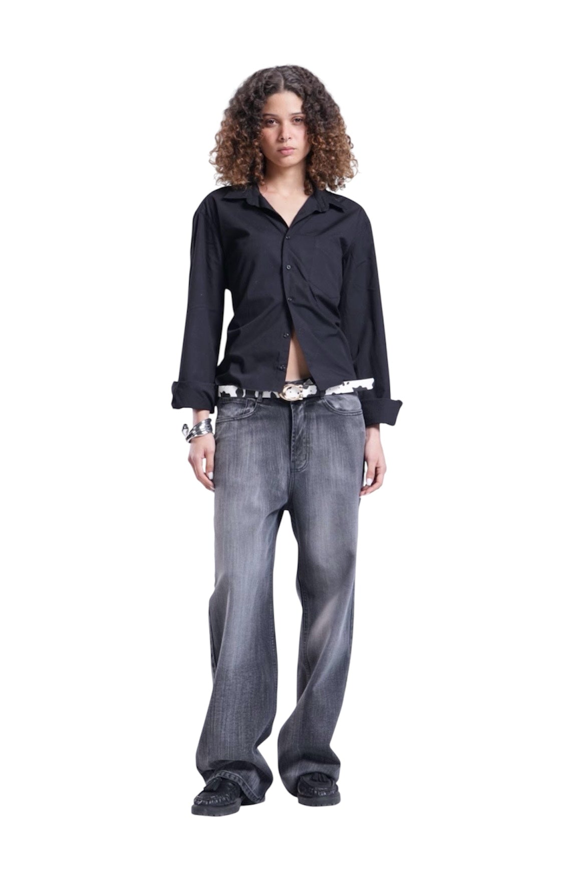 BLACK WITH GREY BAGGY DENIM UNISEX