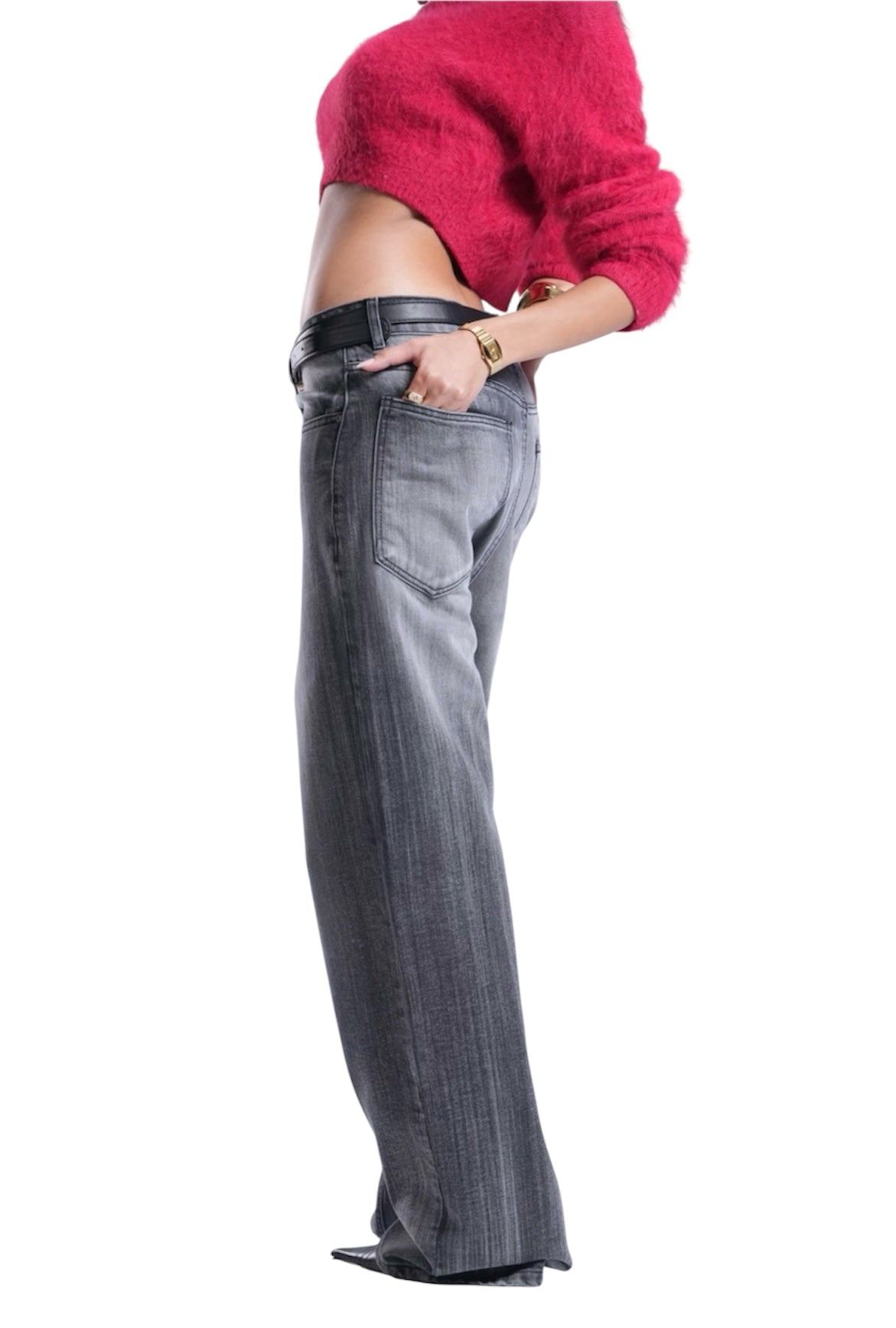 BLACK WITH GREY BAGGY DENIM UNISEX