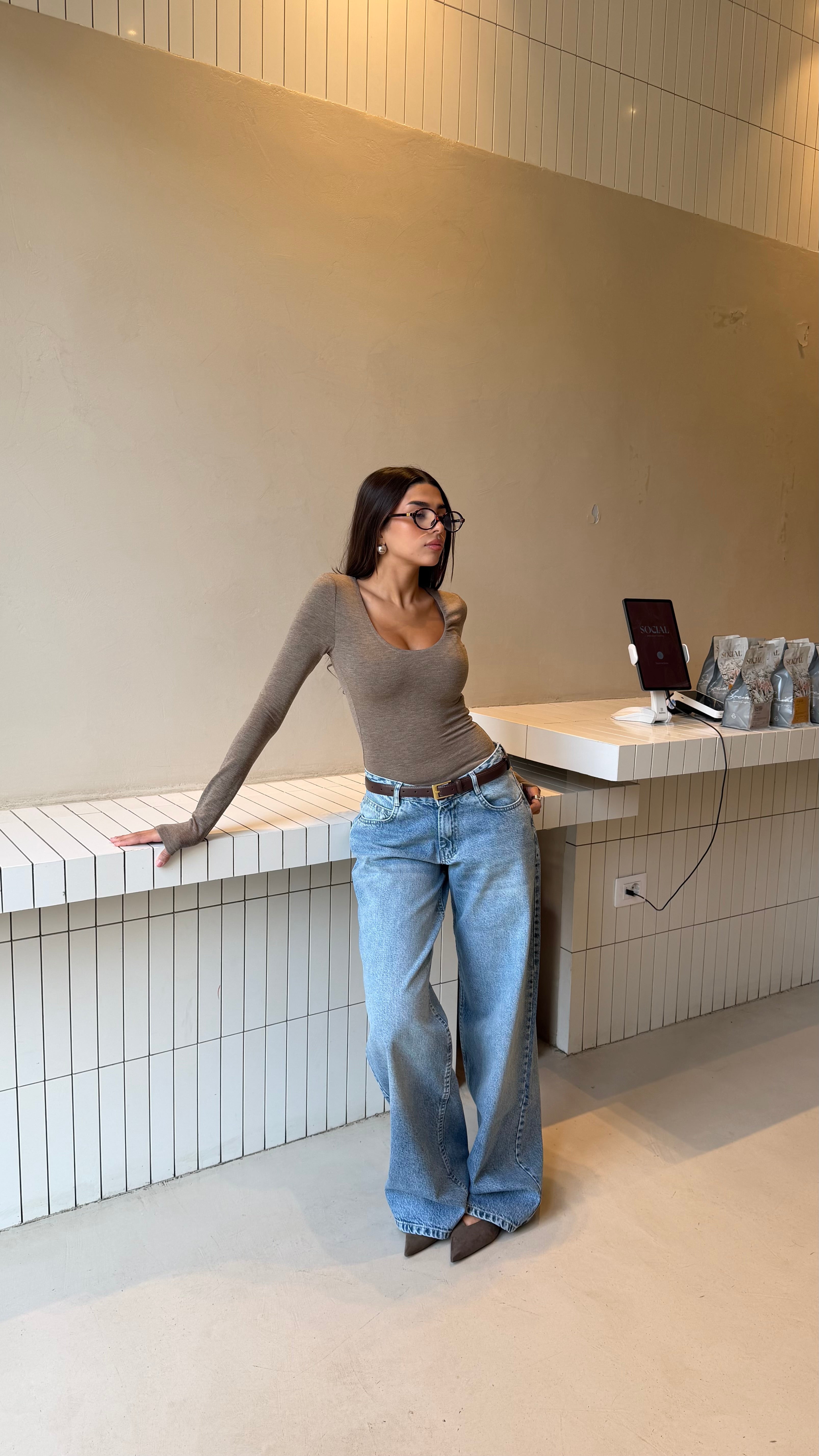 BLUE LOW WAIST BAGGY DENIM