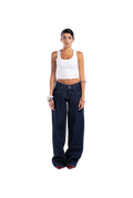 NAVY LOW WAIST BAGGY DENIM